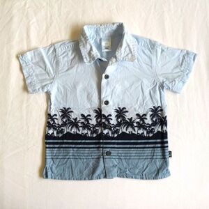 vintage old navy tropical beach cotton button down shirt 6-12 months baby boy